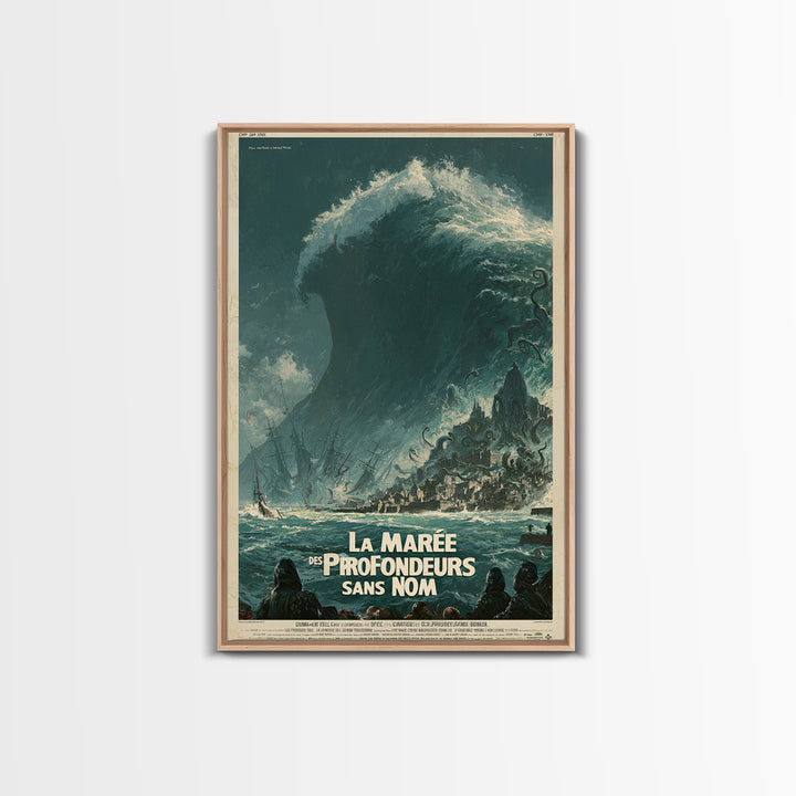 The Tide Of The Nameless Deep, French Language Horror Movie Poster, 1960s Horror Art, Lovecraftian Horror Poster, Framed Canvas Print