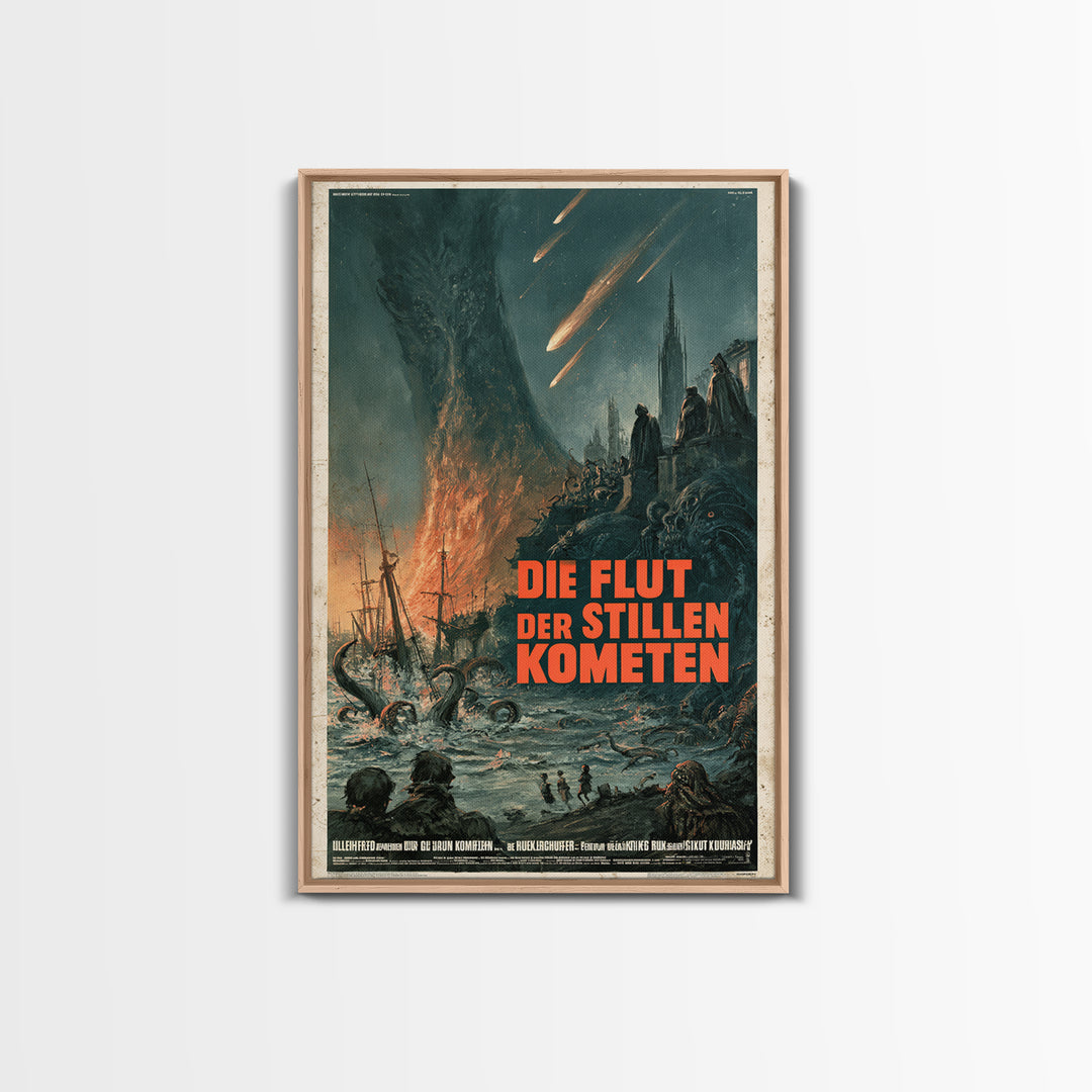 The Tide Of Silent Comets, German Language Horror Movie Poster, 1960s Horror Art, Lovecraftian Horror Poster, Framed Canvas Print
