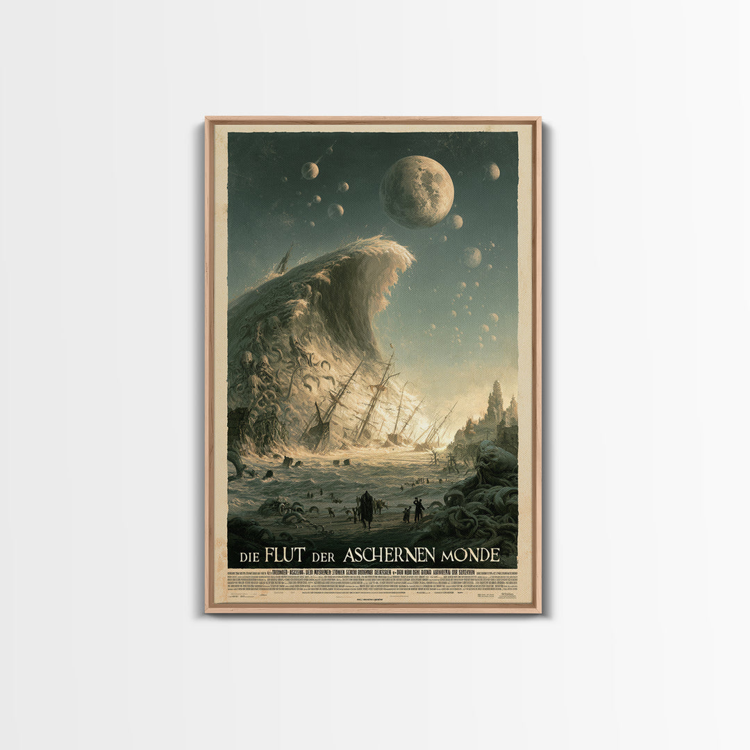 The Tide Of Ashen Moons, German Language Horror Movie Poster, 1960s Horror Art, Lovecraftian Horror Poster, Framed Canvas Print