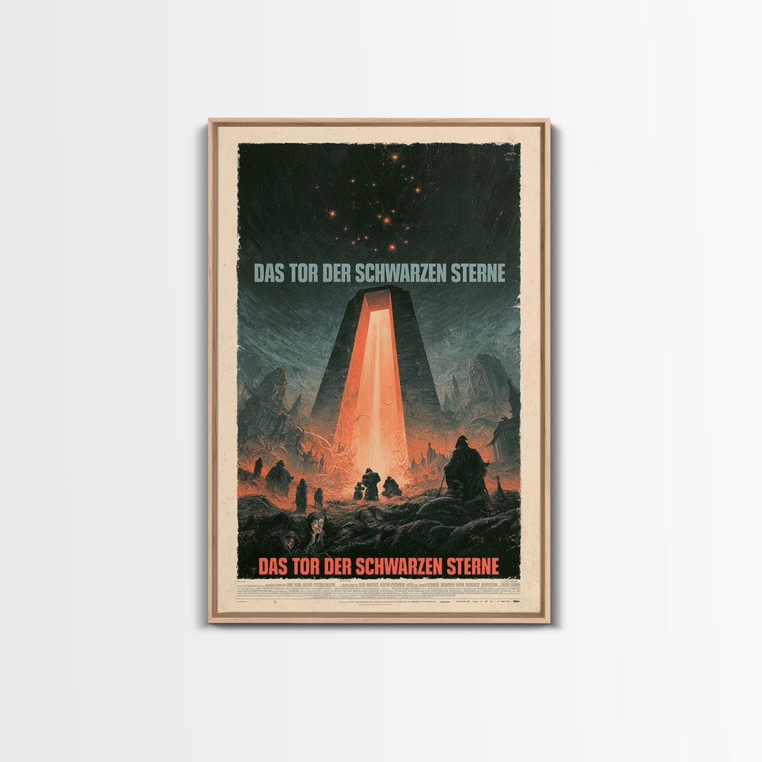 The Gate Of Black Stars, German Language Horror Movie Poster, 1960s Horror Art, Gothic Cinema Wall Art, Framed Canvas Print