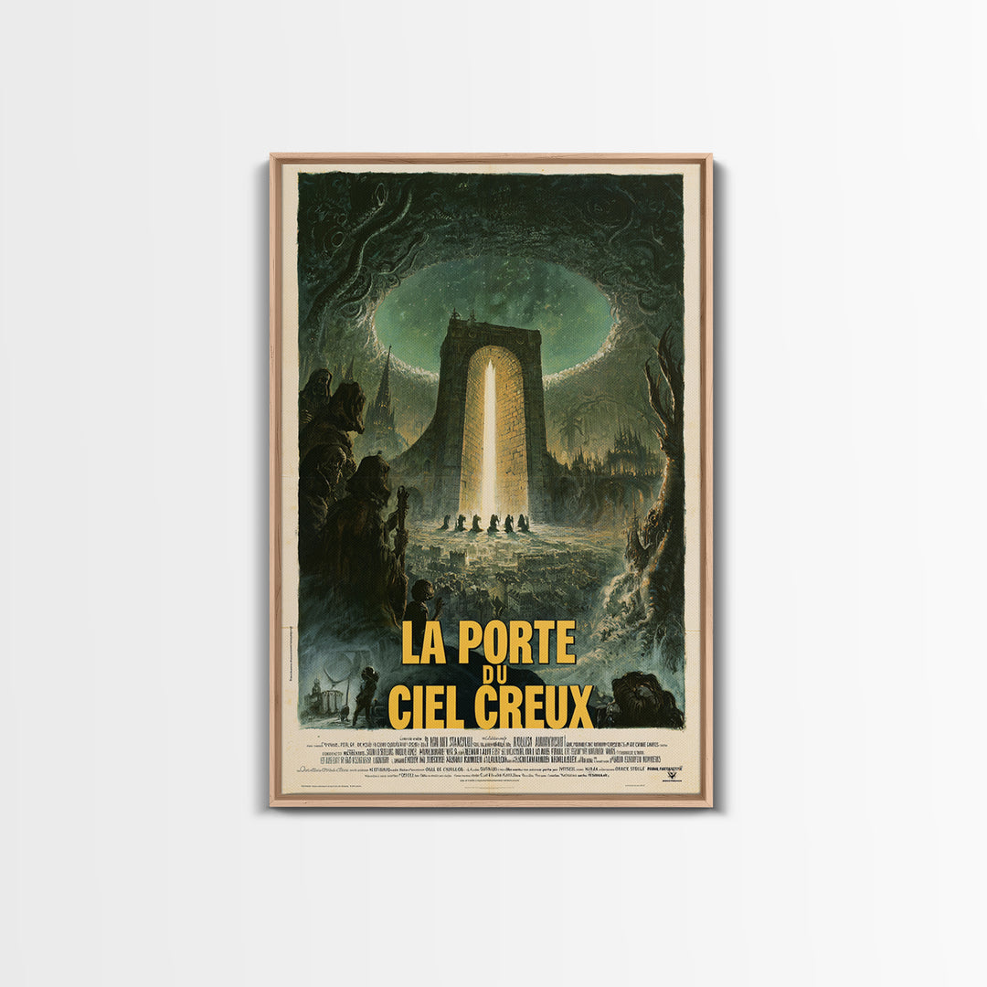 The Gate Of The Hollow Sky, French Language Horror Movie Poster, 1960s Horror Art, Eldritch Cinema Wall Art, Framed Canvas Print