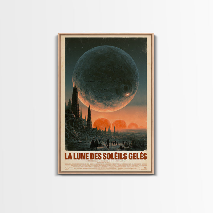 The Moon Of Frozen Suns, French Language Horror Movie Poster, 1960s Horror Art, Gothic Cinema Wall Art, Framed Canvas Print, Halloween Decor