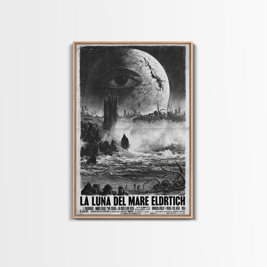 The Moon Of The Eldritch Sea, Italian Language Horror Movie Poster, 1970s Horror Art, Gothic Cinema Wall Art, Framed Canvas Print
