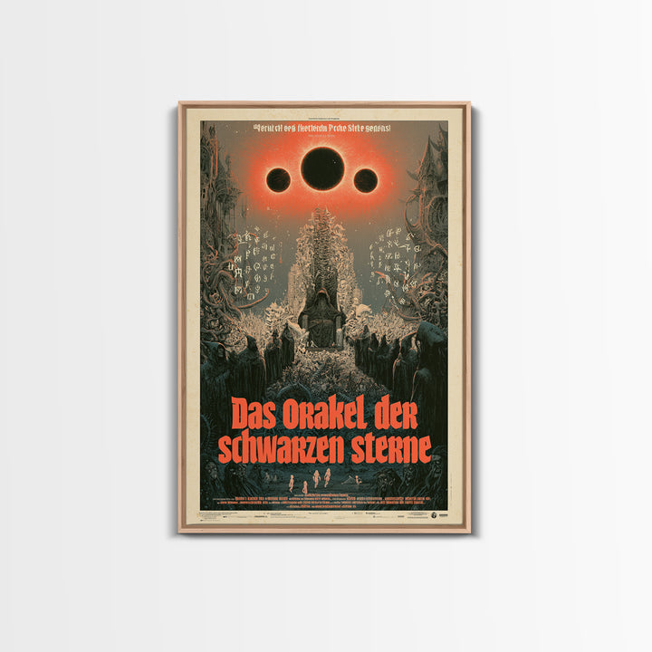 The Oracle Of Black Stars, German Language Horror Movie Poster, 1960s Horror Art, Gothic Cinema Wall Art, Framed Canvas Print