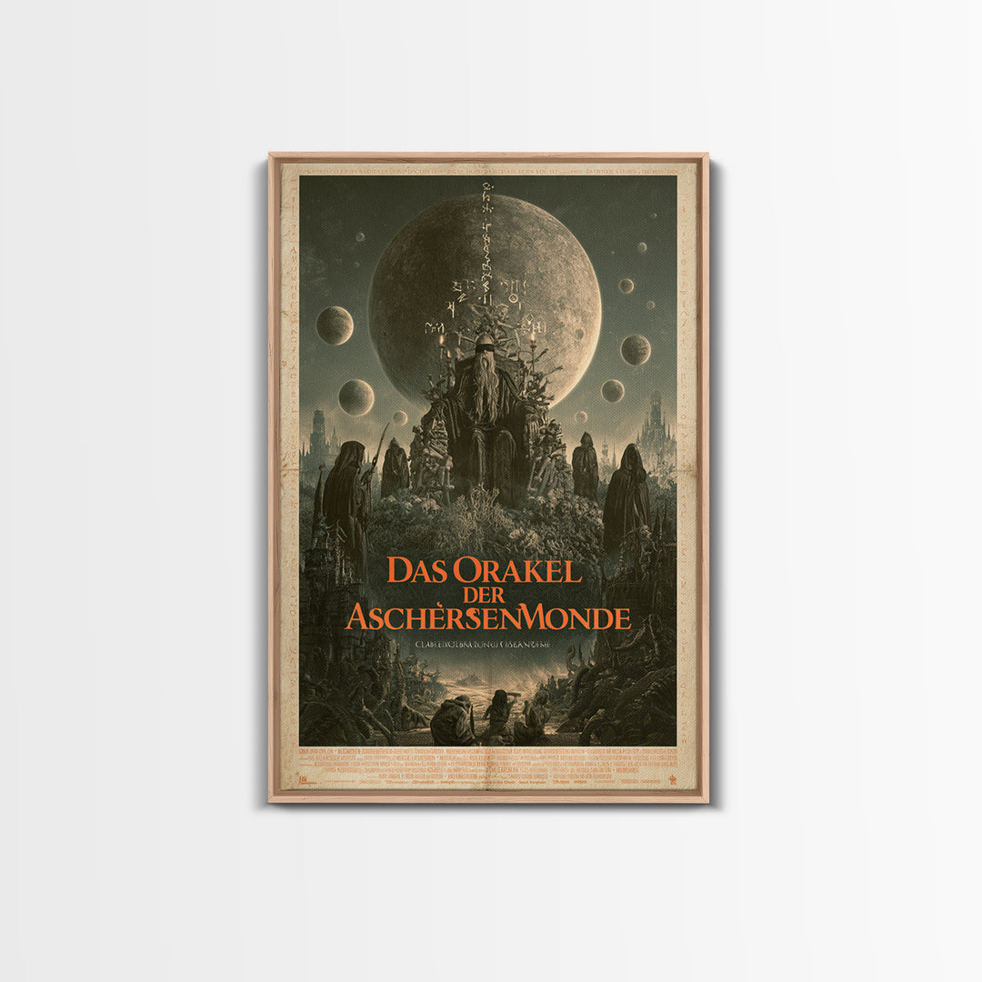 The Oracle Of Ashen Moons, German Language Horror Movie Poster, 1960s Horror Art, Gothic Cinema Wall Art, Framed Canvas Print