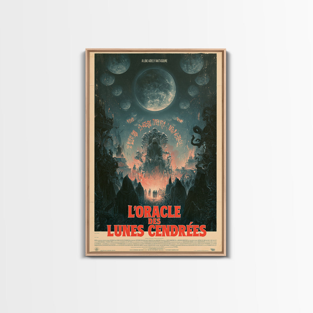 The Oracle Of Ashen Moons, French Language Horror Movie Poster, 1960s Horror Art, Gothic Cinema Wall Art, Framed Canvas Print