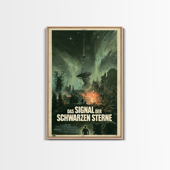 The Signal Of Black Stars, German Language Horror Movie Poster, 1960s Horror Art, Eldritch Cinema Wall Art, Framed Canvas Print