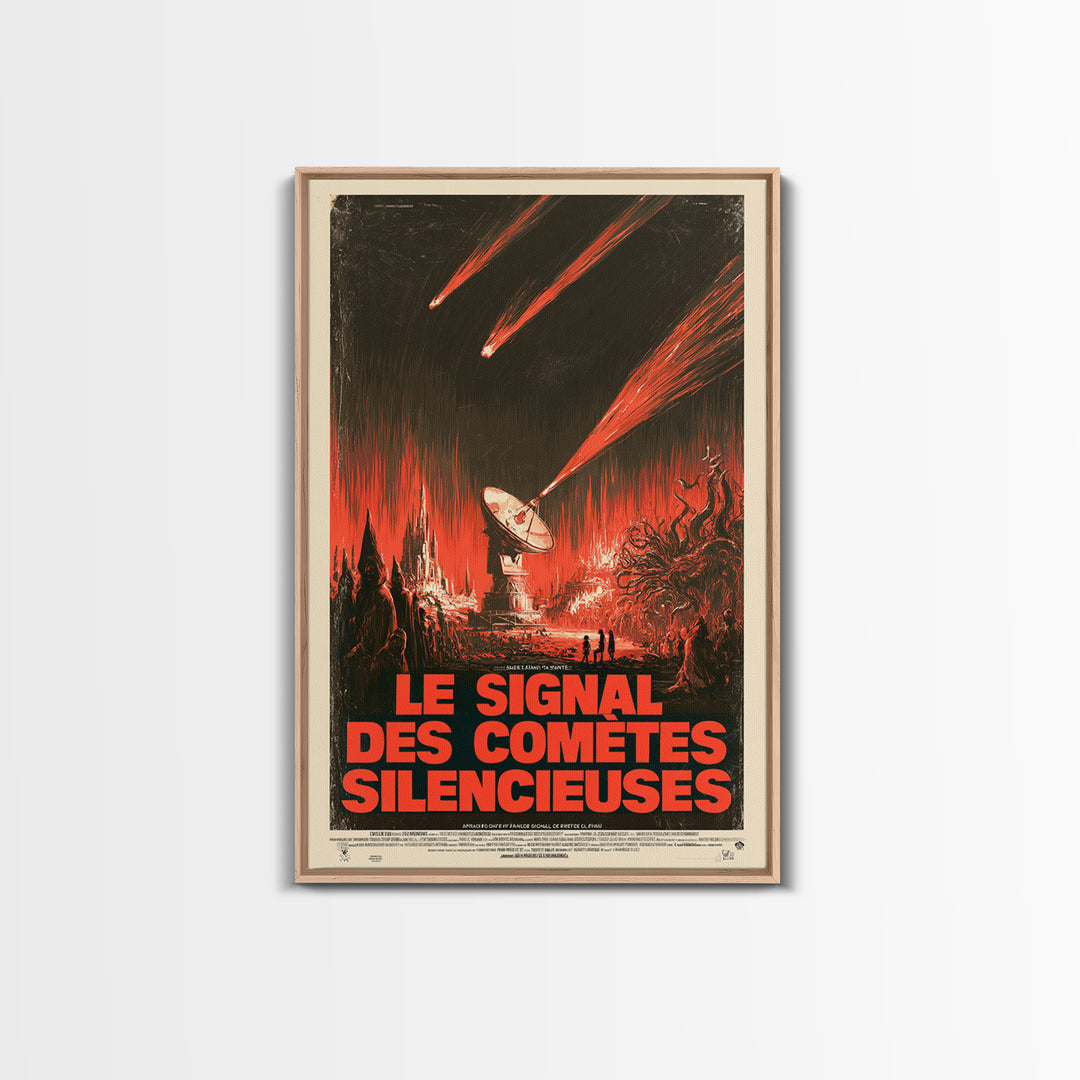 The Signal Of Silent Comets, French Language Horror Movie Poster, 1960s Horror Art, Lovecraftian Horror Poster, Framed Canvas Print
