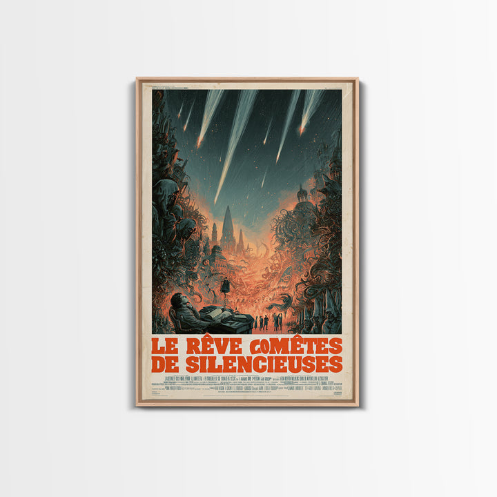 The Dream Of Silent Comets, French Language Horror Movie Poster, 1960s Horror Art, Eldritch Cinema Wall Art, Framed Canvas Print
