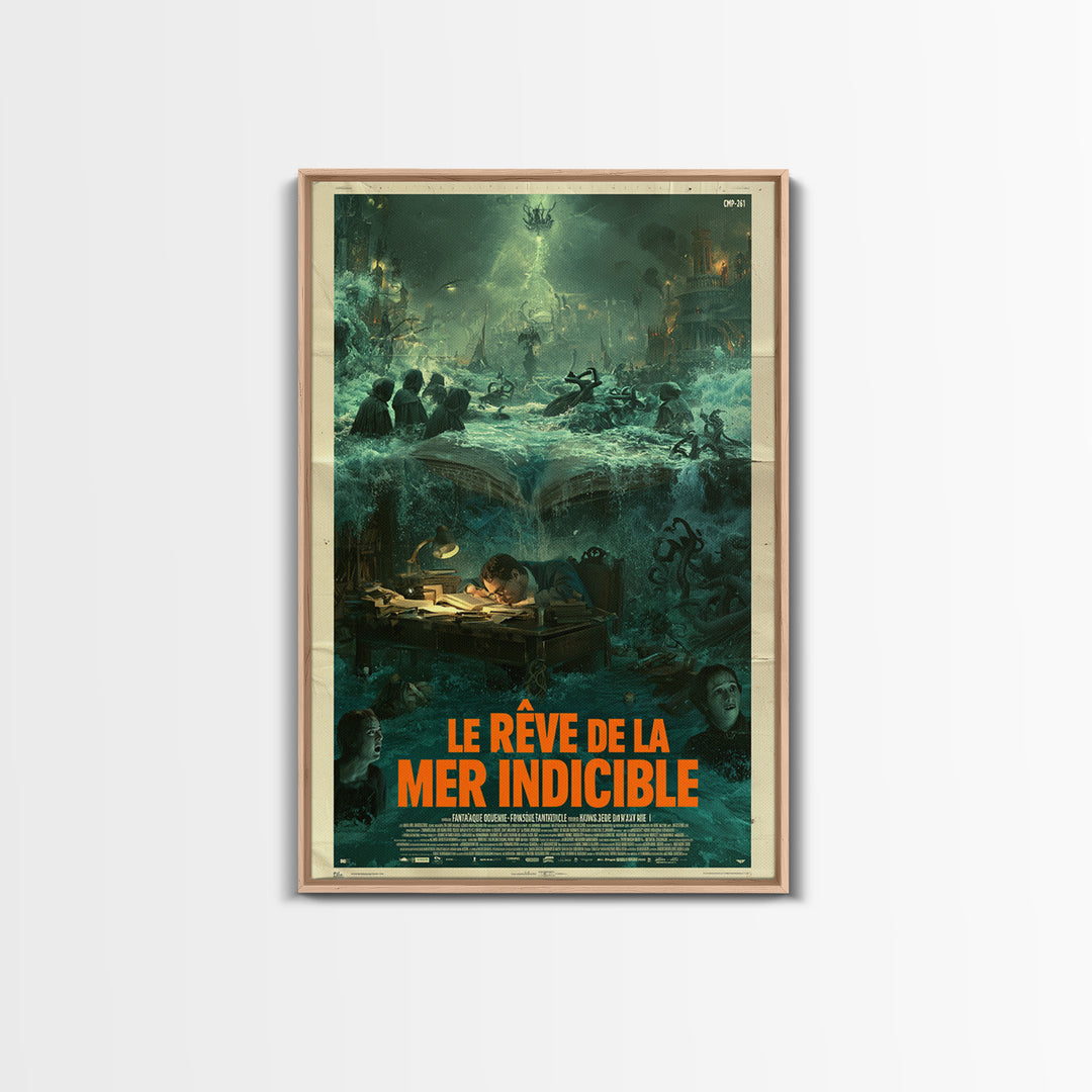 The Dream Of The Eldritch Sea, French Language Horror Movie Poster, 1960s Horror Art, Lovecraftian Horror Poster, Framed Canvas Print