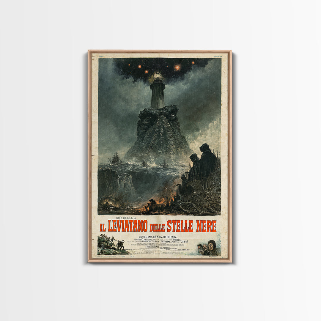 The Leviathan Of Black Stars, Italian Language Horror Movie Poster, 1970s Horror Art, Eldritch Cinema Wall Art, Framed Canvas Print