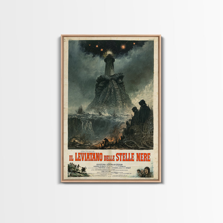The Leviathan Of Black Stars, Italian Language Horror Movie Poster, 1970s Horror Art, Eldritch Cinema Wall Art, Framed Canvas Print