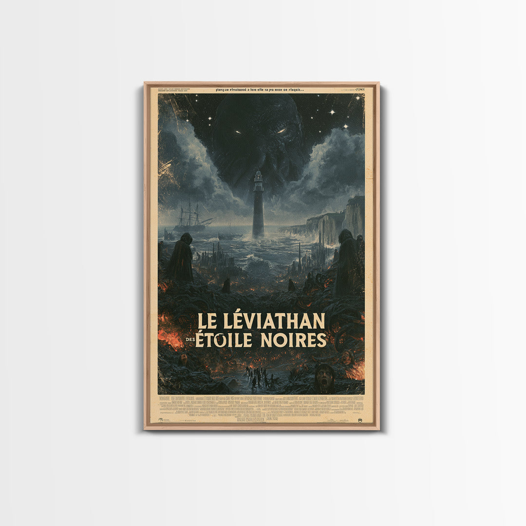 The Leviathan Of Black Stars, French Language Horror Movie Poster, 1960s Horror Art, Cult Horror Poster, Framed Canvas Print