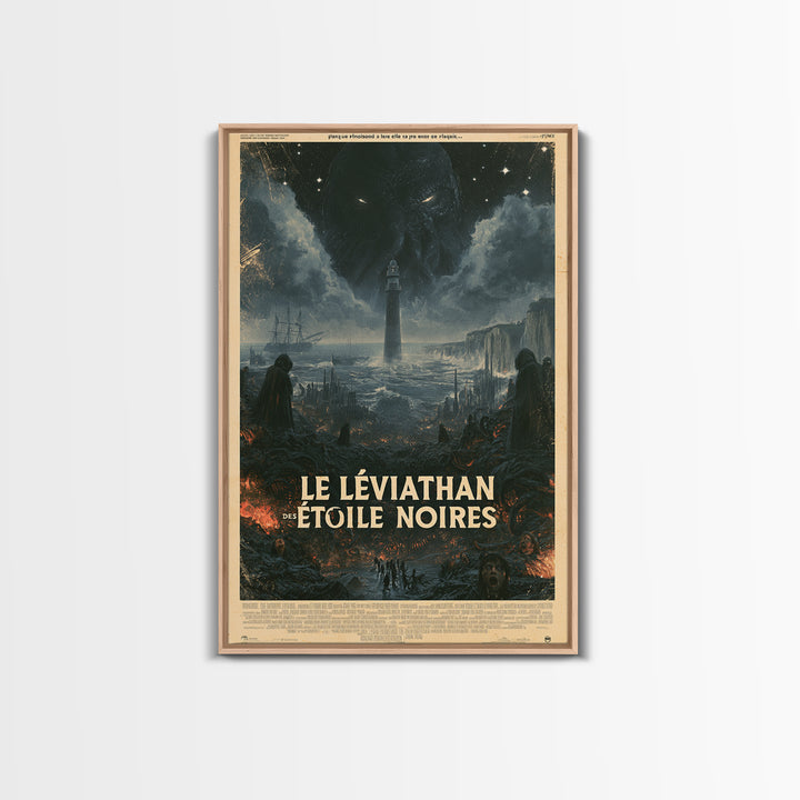 The Leviathan Of Black Stars, French Language Horror Movie Poster, 1960s Horror Art, Cult Horror Poster, Framed Canvas Print