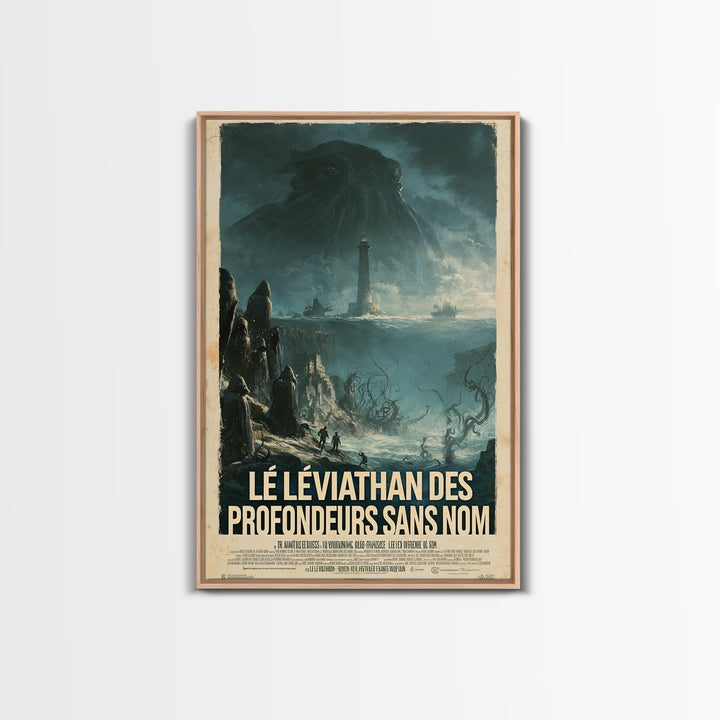 The Leviathan Of The Nameless Deep, French Language Horror Movie Poster, 1960s Horror Art, Classic Monster Poster, Canvas Print
