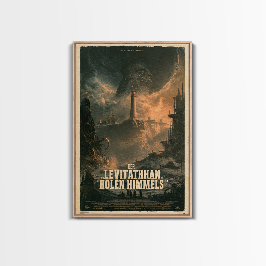 The Leviathan Of The Hollow Sky, German Language Horror Movie Poster, 1960s Horror Art, Gothic Cinema Wall Art, Framed Canvas Print