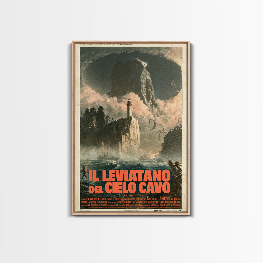 The Leviathan Of The Hollow Sky, Italian Language Horror Movie Poster, 1970s Horror Art, Gothic Cinema Wall Art, Framed Canvas Print