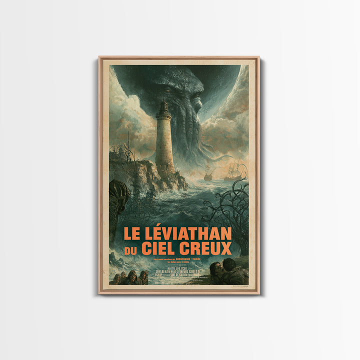 The Leviathan Of The Hollow Sky, French Language Horror Movie Poster, 1960s Horror Art, Classic Monster Poster, Canvas Print
