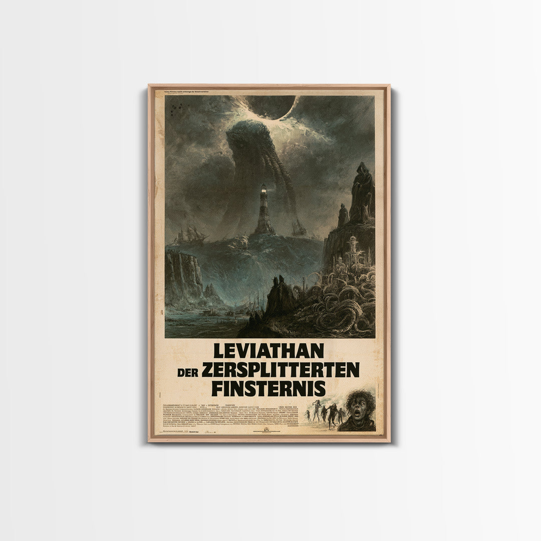 The Leviathan Of The Shattered Eclipse, German Language Horror Movie Poster, 1960s Horror Art, Eldritch Cinema Wall Art, Framed Canvas Print