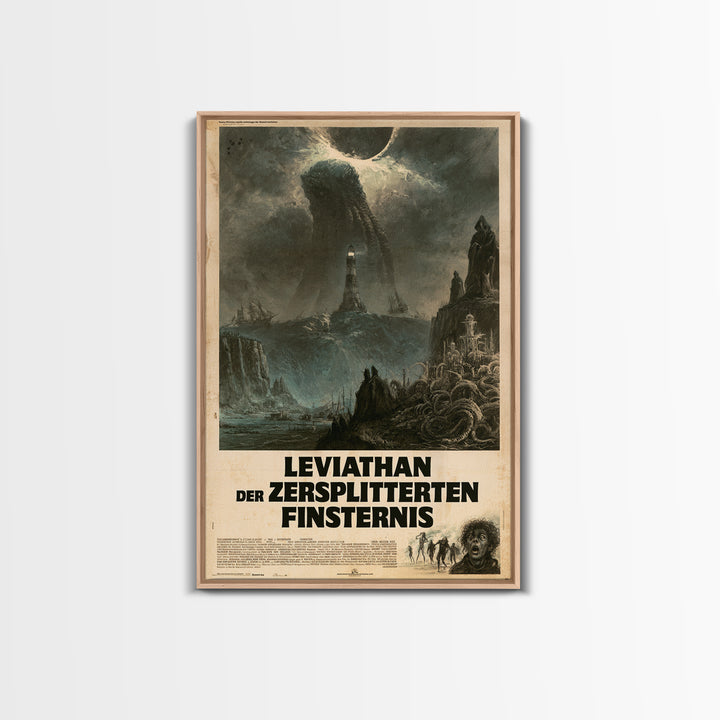 The Leviathan Of The Shattered Eclipse, German Language Horror Movie Poster, 1960s Horror Art, Eldritch Cinema Wall Art, Framed Canvas Print