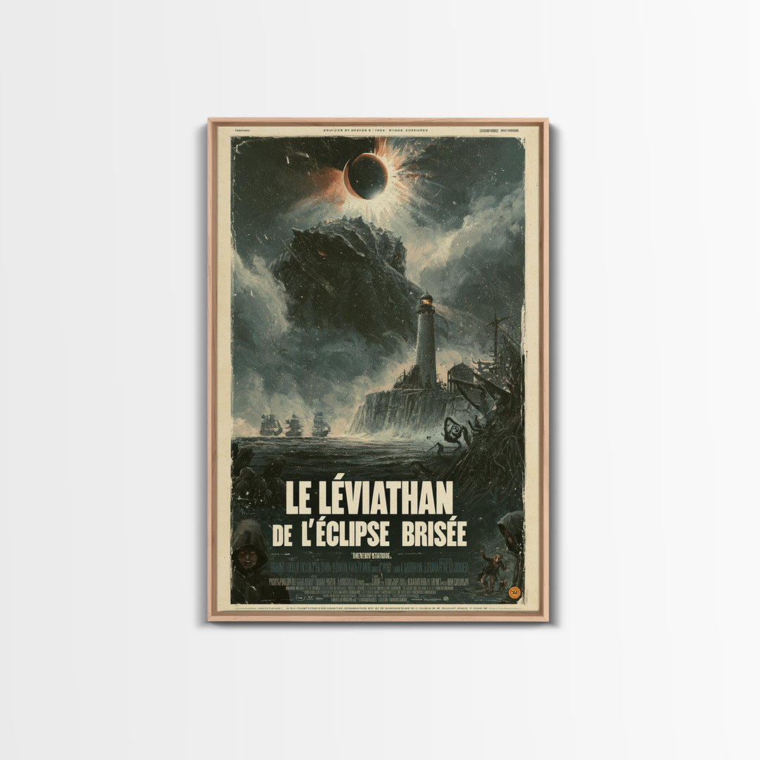 The Leviathan Of The Shattered Eclipse, French Language Horror Movie Poster, 1960s Horror Art, Eldritch Cinema Wall Art, Framed Canvas Print
