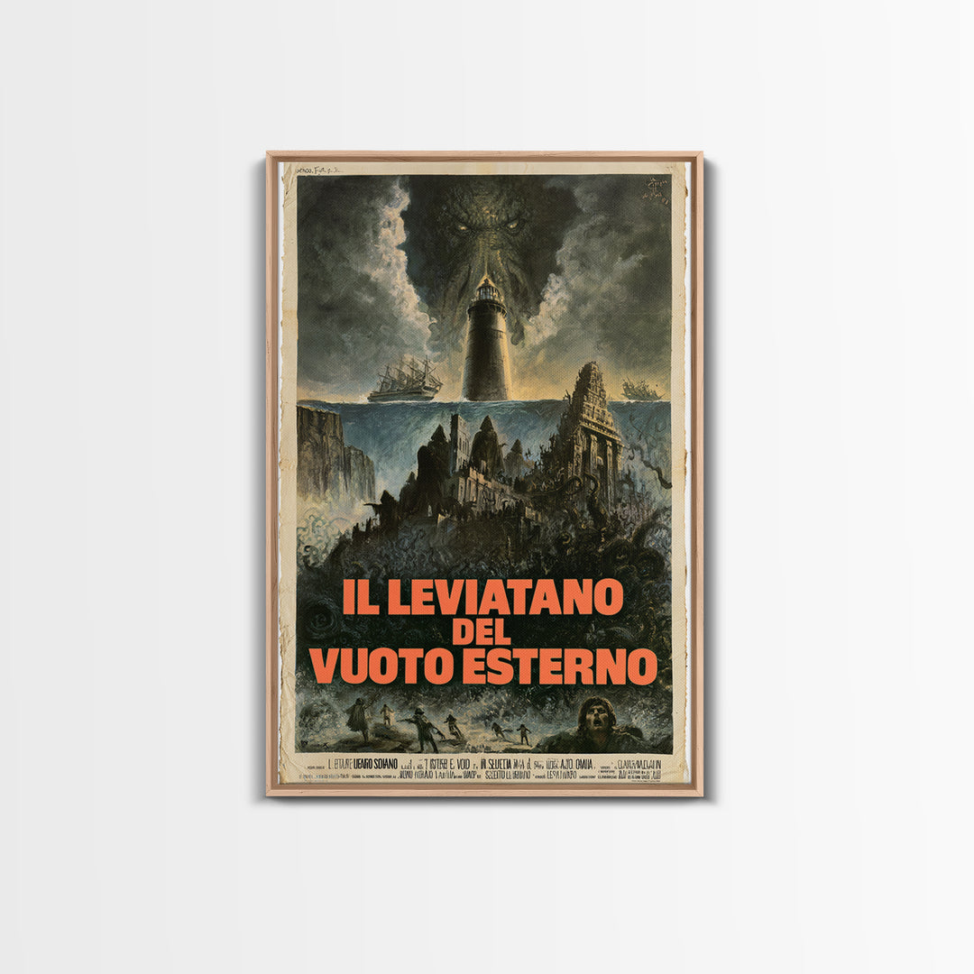 The Leviathan Of The Outer Void, Italian Language Horror Movie Poster, 1970s Horror Art, Gothic Cinema Wall Art, Framed Canvas Print