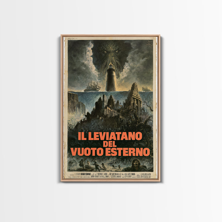 The Leviathan Of The Outer Void, Italian Language Horror Movie Poster, 1970s Horror Art, Gothic Cinema Wall Art, Framed Canvas Print