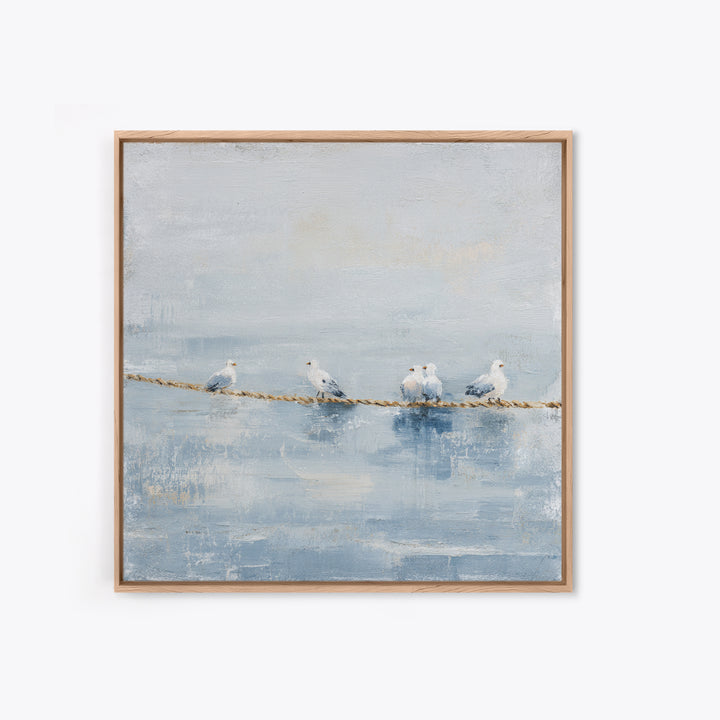Seagulls Crossing a Muted Sky Canvas Print, Coastal Art, Landscape Painting, Coastal Decor, Fine Art, Coastal, Modern Decor, COA-1x1-10