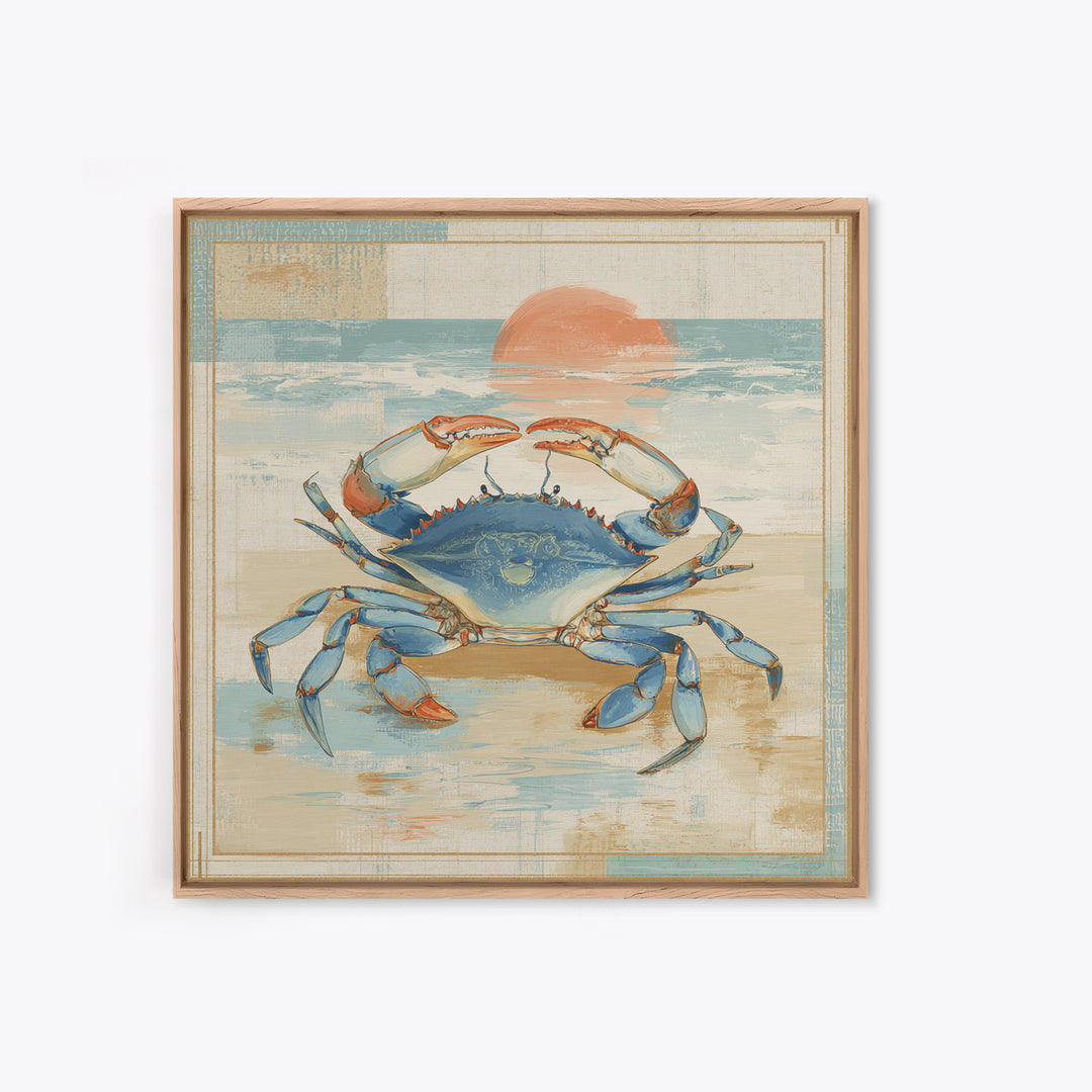 Blue Crab Illustration Canvas Print, Coastal Art, Coastal Decor, Fine Art, Coastal, Fine Art Print, Statement Artwork, COA-1x1-14
