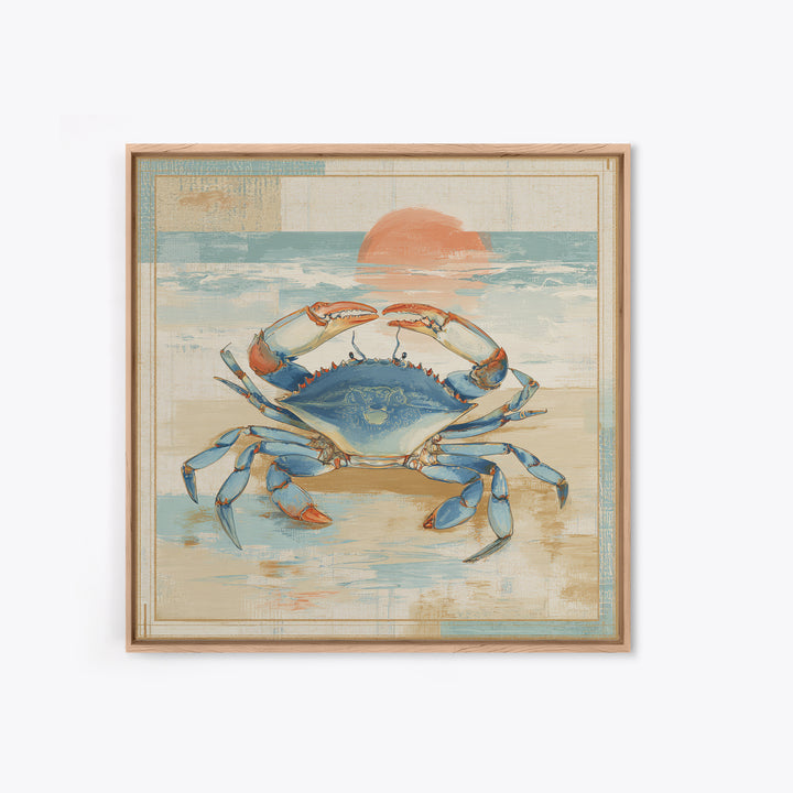 Blue Crab Illustration Canvas Print, Coastal Art, Coastal Decor, Fine Art, Coastal, Fine Art Print, Statement Artwork, COA-1x1-14