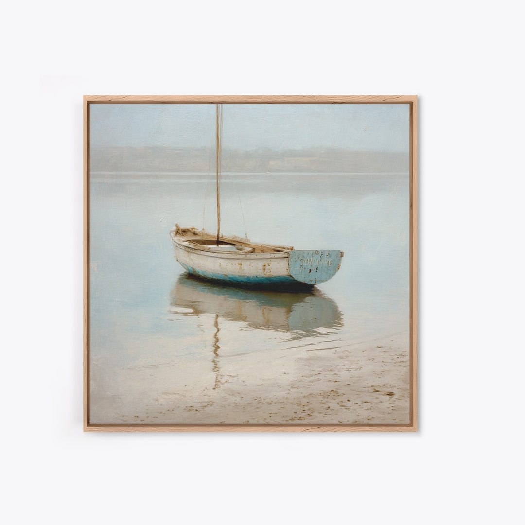 Weathered Sailboat on Calm Morning Water Canvas Print, Coastal Art, Coastal Prints, Coastal Decor, Fine Art, Coastal, COA-1x1-50