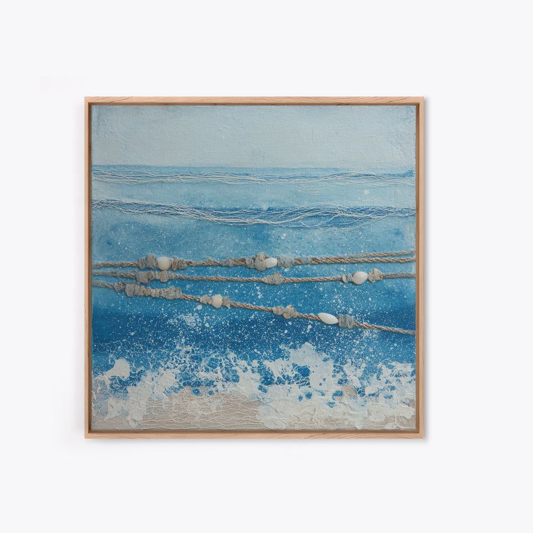 Minimal Wave Line Drawing Framed Canvas Print, Coastal Art, Boho Wall Art, Coastal Decor, Abstract Art, Coastal, Beach Print, COA-1x1-56