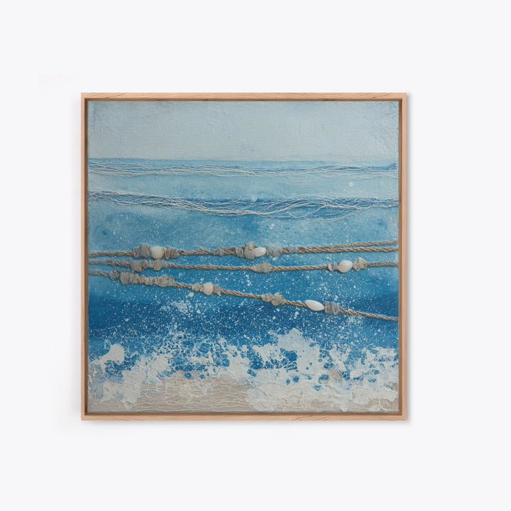 Minimal Wave Line Drawing Framed Canvas Print, Coastal Art, Boho Wall Art, Coastal Decor, Abstract Art, Coastal, Beach Print, COA-1x1-56