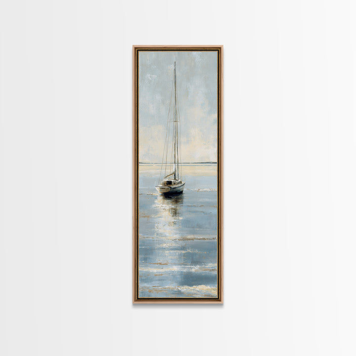 Weathered Sailboat on Calm Morning Water Canvas Print, Coastal Art, Ocean Art, Coastal Decor, Fine Art, Coastal, Art Print, COA-1x3-14
