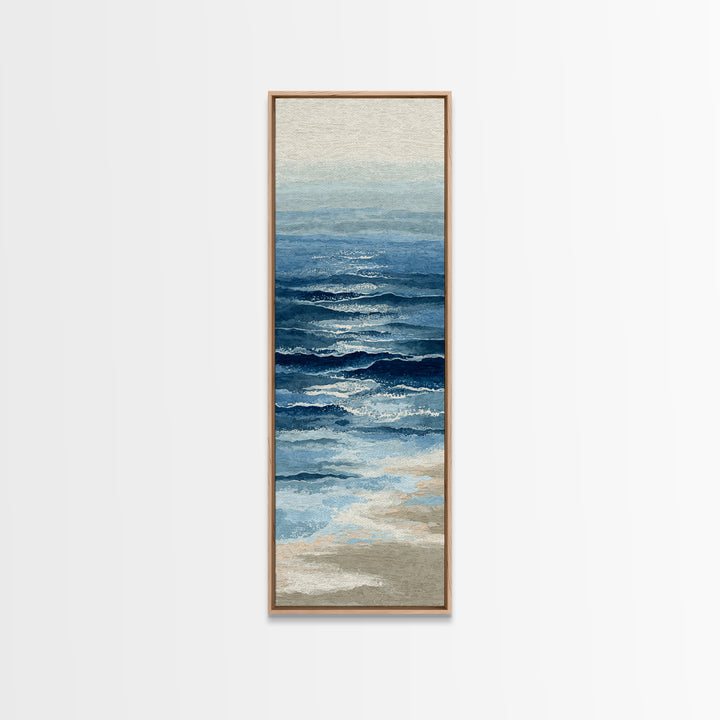 Minimal Wave Line Drawing Framed Canvas Print, Coastal Art, Luxury Decor, Coastal Decor, Fine Art, Coastal, Original Art, COA-1x3-20