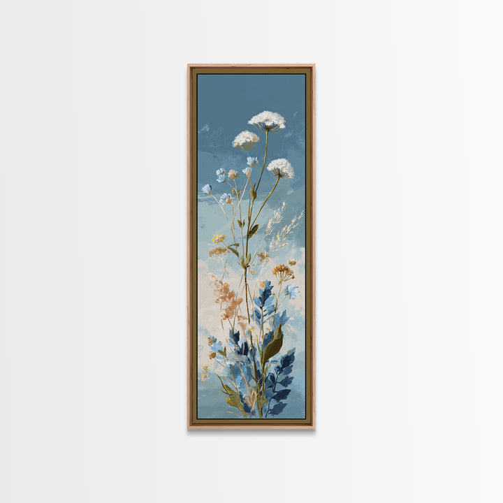 Coastal Botanical Bouquet Canvas Print, Coastal Art, Watercolor Painting, Coastal Decor, Oil Painting, Coastal, COA-1x3-33