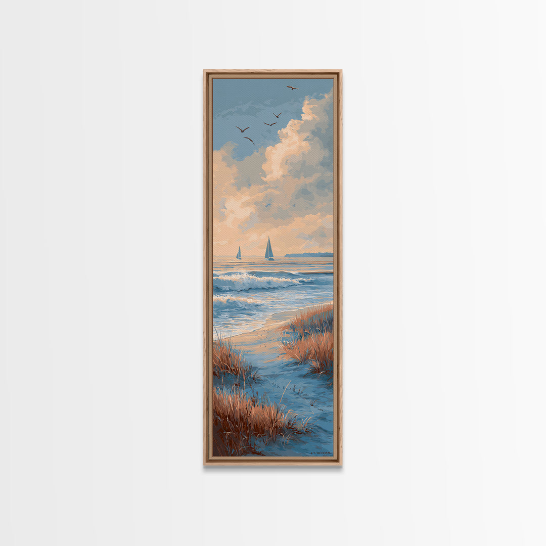 Sunset over Marshland with Warm Gold Canvas Print, Coastal Art, Ocean Art, Coastal Decor, Fine Art, Coastal, Art Print, COA-1x3-49