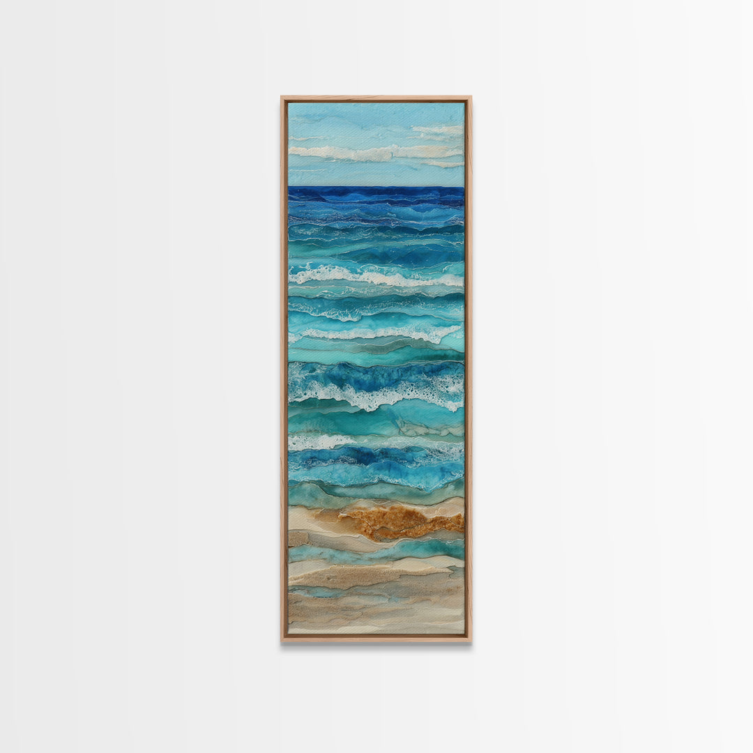 Aerial Sandbar with Turquoise Water Canvas Print, Coastal Art, Landscape Painting, Coastal Decor, Coastal, Modern Decor, COA-1x3-89