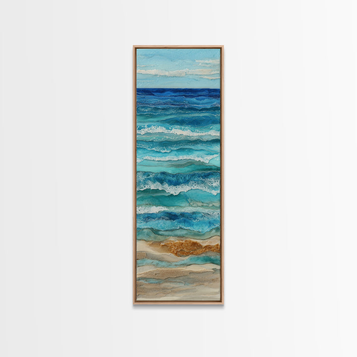 Aerial Sandbar with Turquoise Water Canvas Print, Coastal Art, Landscape Painting, Coastal Decor, Coastal, Modern Decor, COA-1x3-89