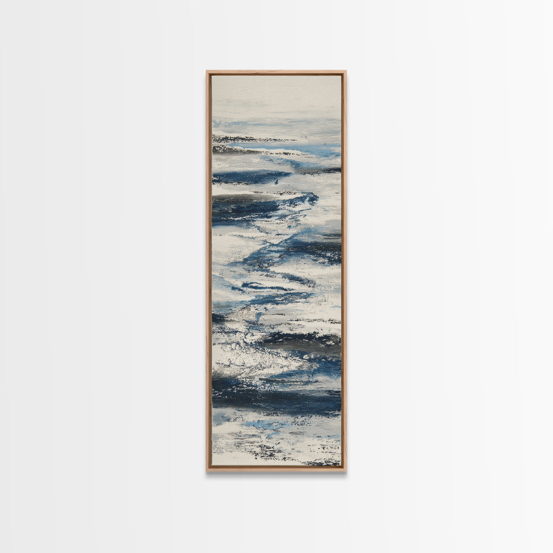 Minimal Wave Line Drawing Framed Canvas Print, Coastal Art, Coastal Decor, Abstract Art, Coastal, Oyster Art, Gallery Decor, COA-1x3-92