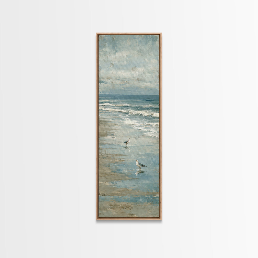 Seagulls Crossing a Muted Sky Canvas Print, Coastal Art, Fine Art Print, Coastal Decor, Fine Art, Coastal, Wall Decor, COA-1x3-94