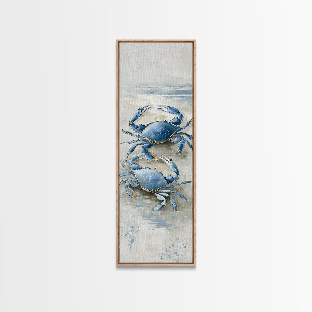 Blue Crab Illustration Canvas Print, Coastal Art, Statement Artwork, Coastal Decor, Fine Art, Coastal, Prints, COA-1x3-98