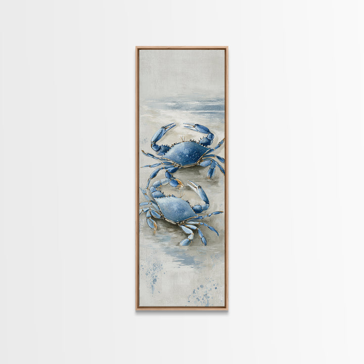 Blue Crab Illustration Canvas Print, Coastal Art, Statement Artwork, Coastal Decor, Fine Art, Coastal, Prints, COA-1x3-98