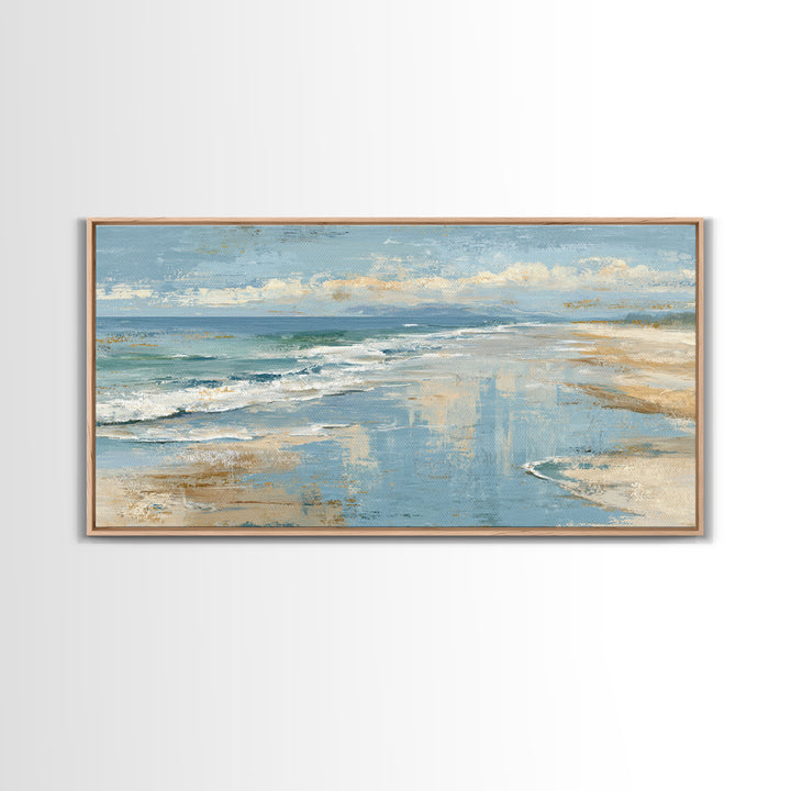 Abstract Seafoam Patterns Framed Canvas Print, Coastal Art, Fine Art Print, Coastal Decor, Abstract Art, Coastal, Wall Decor, COA-2x1-14