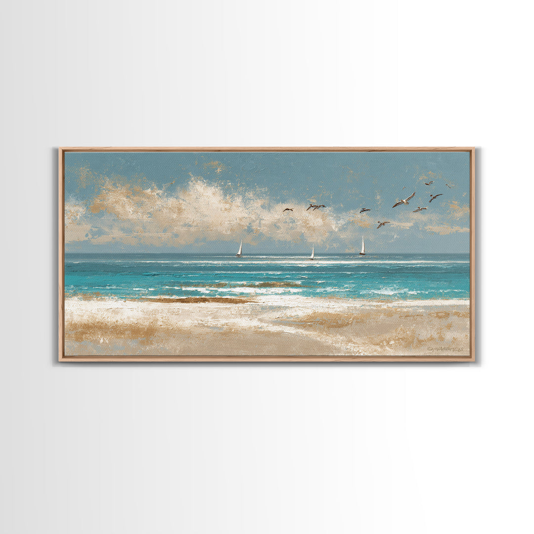 Aerial Sandbar with Turquoise Water Canvas Print, Coastal Art, Wood Wall Art, Coastal Decor, Fine Art, Coastal, Beach Wall Art, COA-2x1-49