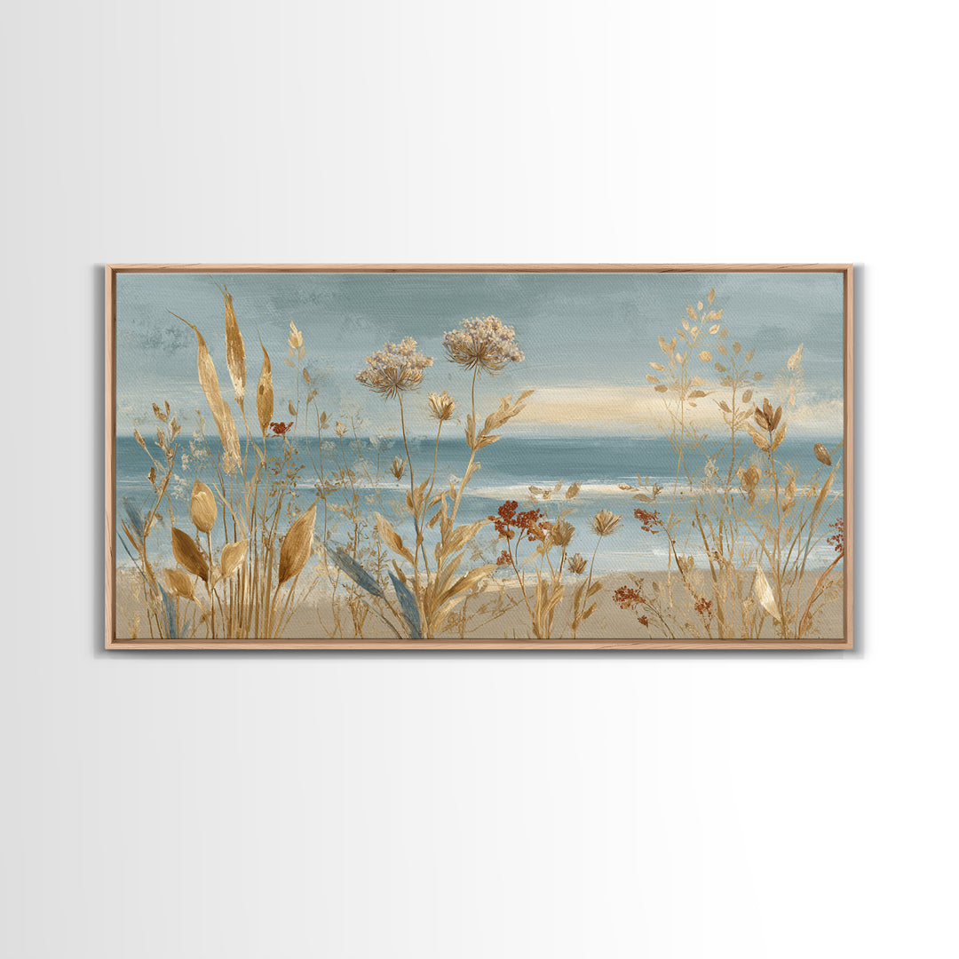 Coastal Botanical Bouquet Canvas Print, Coastal Art, Watercolor Painting, Coastal Decor, Oil Painting, Coastal, COA-2x1-89