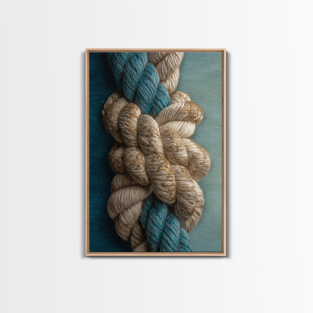 Weathered Nautical Rope and Brass Compass Canvas Print, Coastal Art, Original Art, Coastal Decor, Coastal, Blue Wall Art, COA-2x3-71