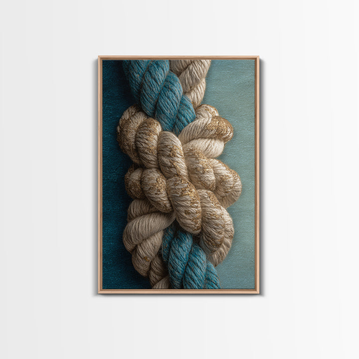 Weathered Nautical Rope and Brass Compass Canvas Print, Coastal Art, Original Art, Coastal Decor, Coastal, Blue Wall Art, COA-2x3-71