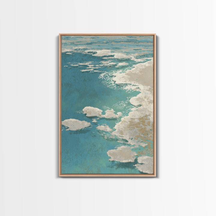 Abstract Seafoam Patterns Framed Canvas Print, Coastal Art, Prints, Coastal Decor, Abstract Art, Coastal, Coastal Wall Art, COA-2x3-74