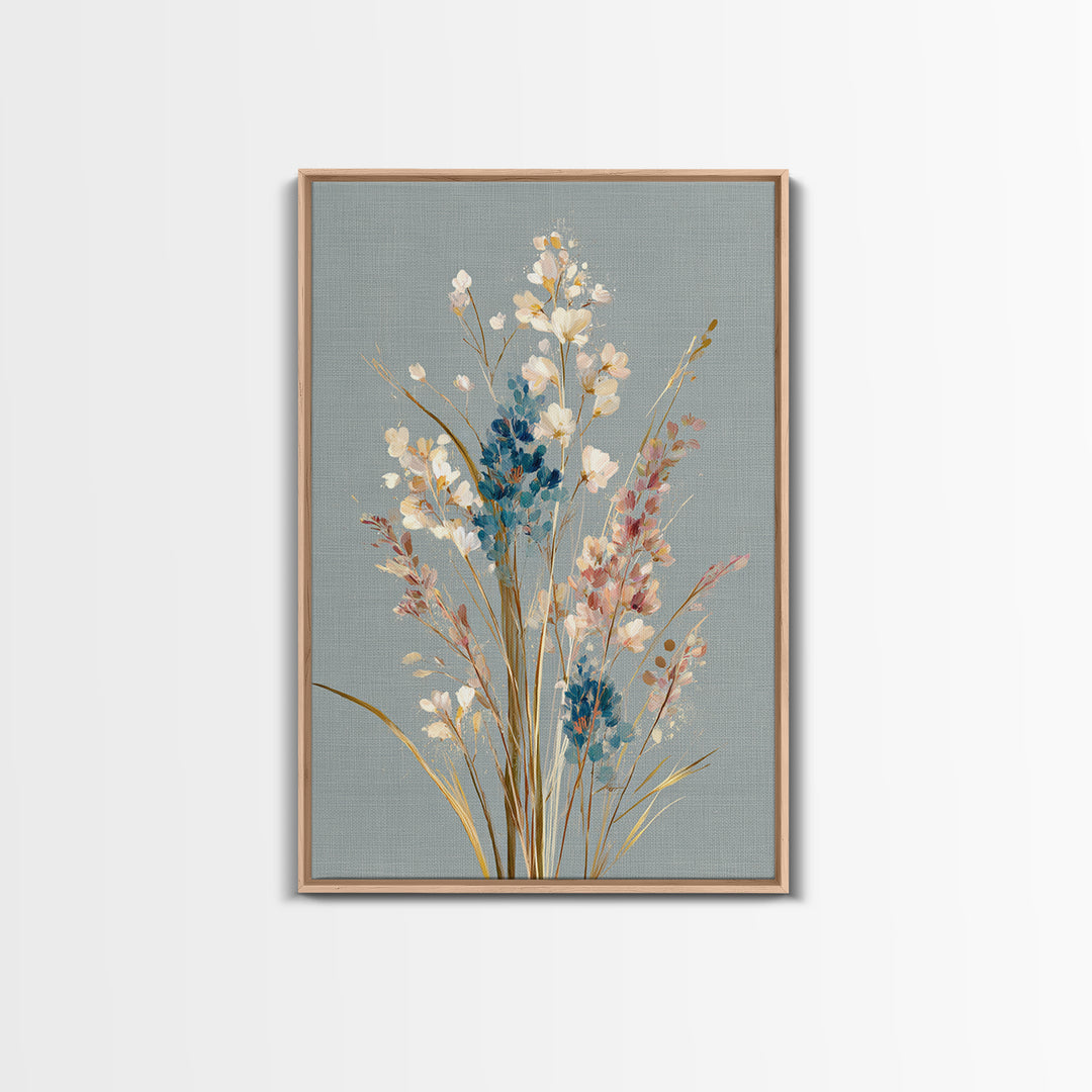 Coastal Botanical Bouquet Canvas Print, Coastal Art, Bird Art, Coastal Decor, Fine Art, Coastal, Living Room Art, Ocean Art, COA-2x3-77